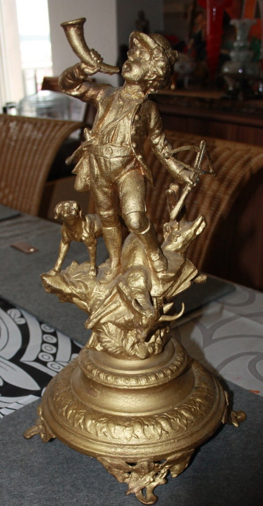 Antique French spelter/zinc cast figure with gilding – 19th century – 42 cm high
