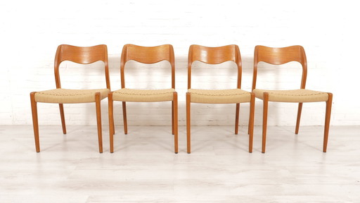 Ensemble de 4 chaises de salle à manger vintage | Niels Otto Møller | Model 71