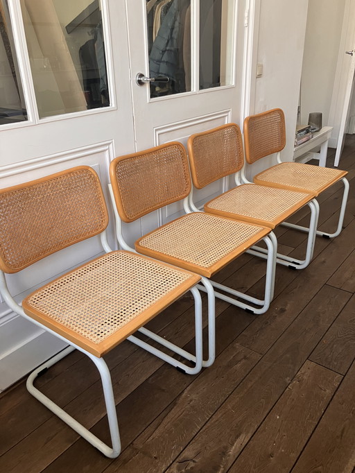 Quatre chaises de salle à manger Canne / Métal