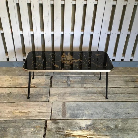 Jaren 50 Vintage Atomic Stijl Salontafel – Koffietafelboeken, Hout, Glas (photo 6 of 7)