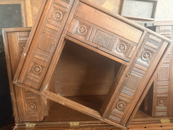 Cofre de viaje antiguo angloindio de teca / Cofre Mandalay (ca. 1880) – Armarios de almacenamiento, Wood (photo 8 of 10)