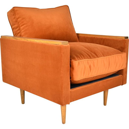 Fauteuil vintage modèle ZWP-8 Cube velours roux 1970