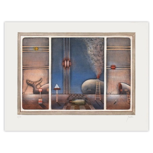 Moshé Malka Gravure Signée Tryptique 1980 – lithos zeefdrukken, Paper