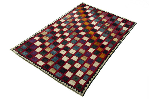Gabbeh noué à la main - Shiraz - Tapis d'Orient 189 x 127 cm