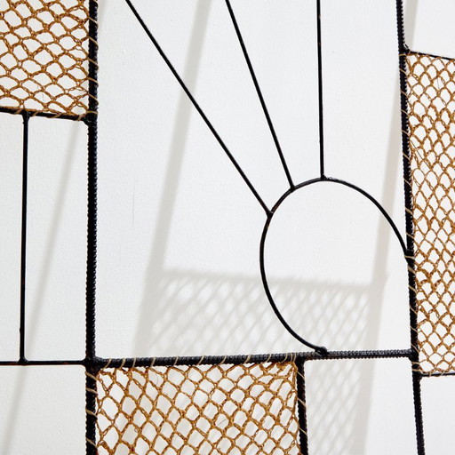 MK8606 Rattan and metal coat rack