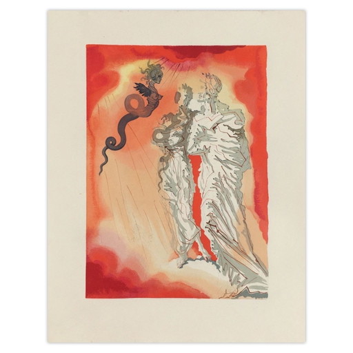 Salvador Dalí Göttliche Komödie Inferno 21 - Der schwarze Teufel Holzschnitt 1960