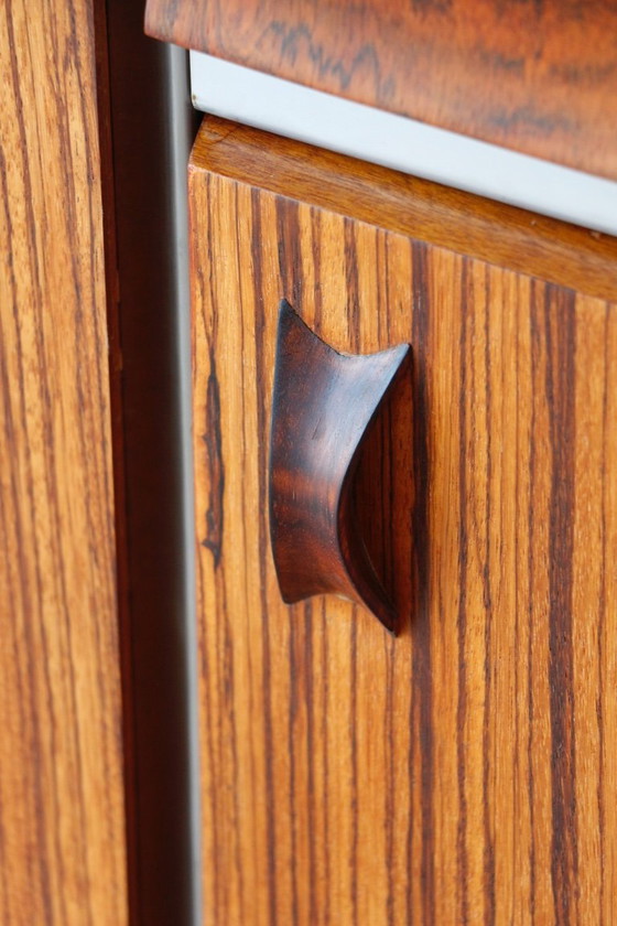 Image 1 of Zebrano Scandinavisch dressoir - Vintage jaren 60 buffet