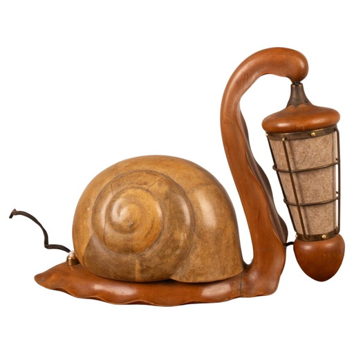Lámpara de Mesa Aldo Tura Pergamino Caracol Mid Century 1940