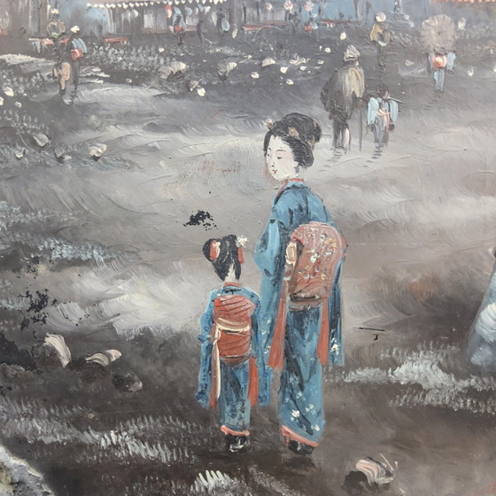Vintage Rood Chinees Kamerscherm (Traditioneel Landschap Tempels) Oosters / Bohemian Paravent – Kamerschermen (photo 6 of 15)