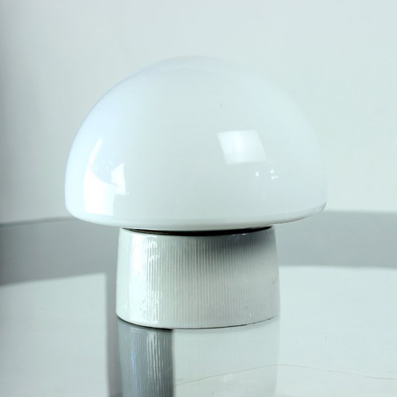 Image 1 of Lampada da soffitto o da parete in stile Mid-Century, realizzata in ceramica e vetro opalino bianco, Cecoslovacchia, anni '60.