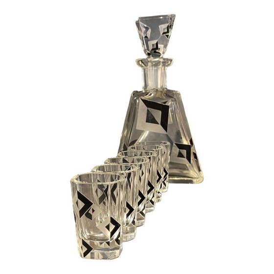 Servizio da Liquore Cubista Art Déco in Cristallo di Karl Palda, anni '30, Set di 8 – Bicchieri e caraffe (photo 8 of 17)