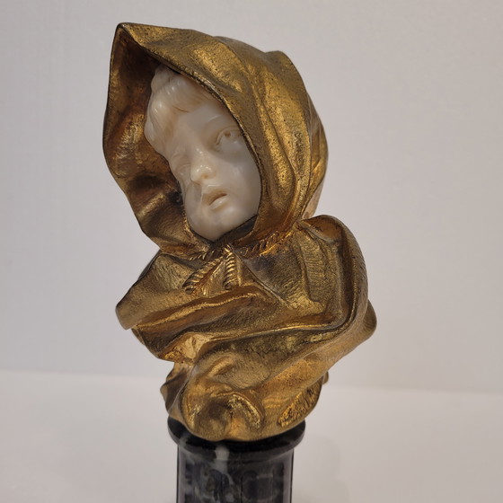 Image 1 of Busto en Crisoelefantina y Mármol, Siguiendo G. de Thouin, Circa 1900 - Francia