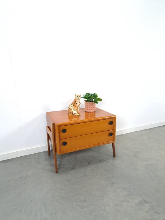 Image 1 of Commode en teck avec poignées en métal noir, meuble TV