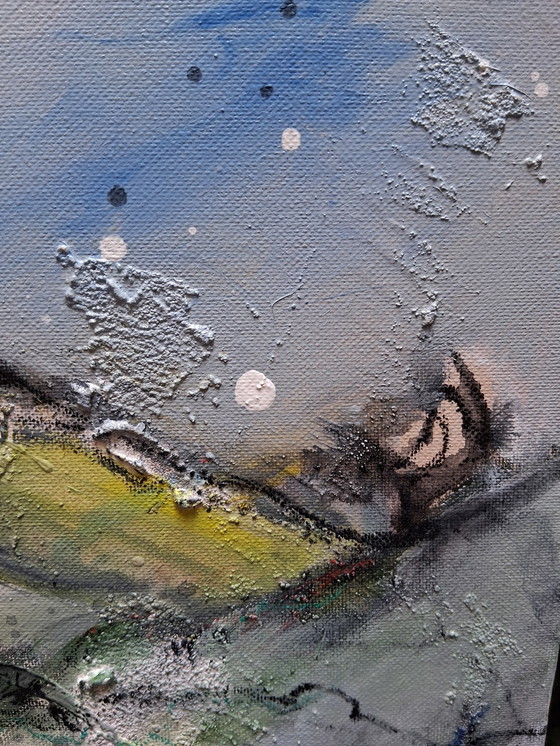 Image 1 of In the hills, mixed media with acrylic, ink and sand