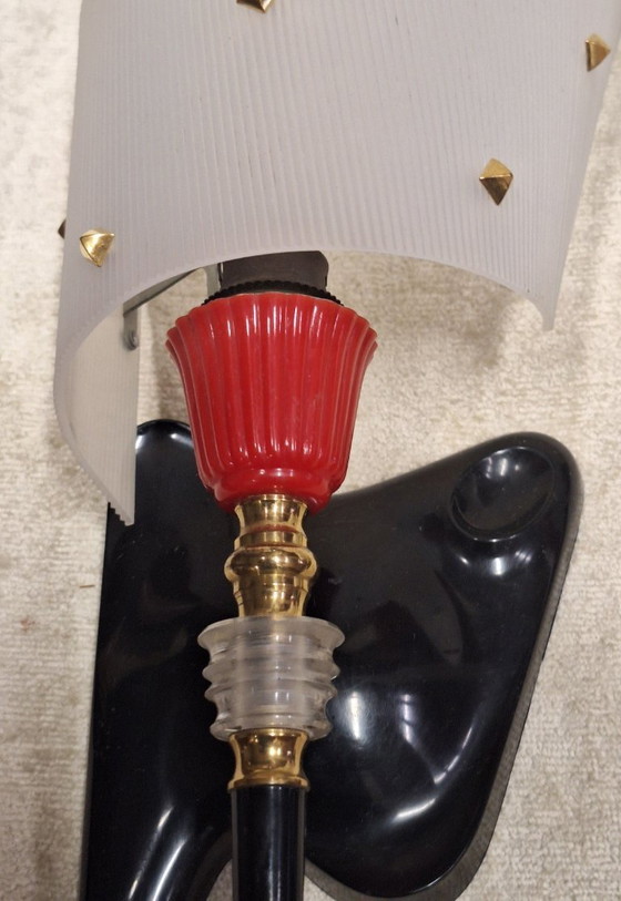 Pair of Pierre Guariche Wall Lights, France 1950s-60s, Plastic, Plexiglass, Red (photo 4 of 8)