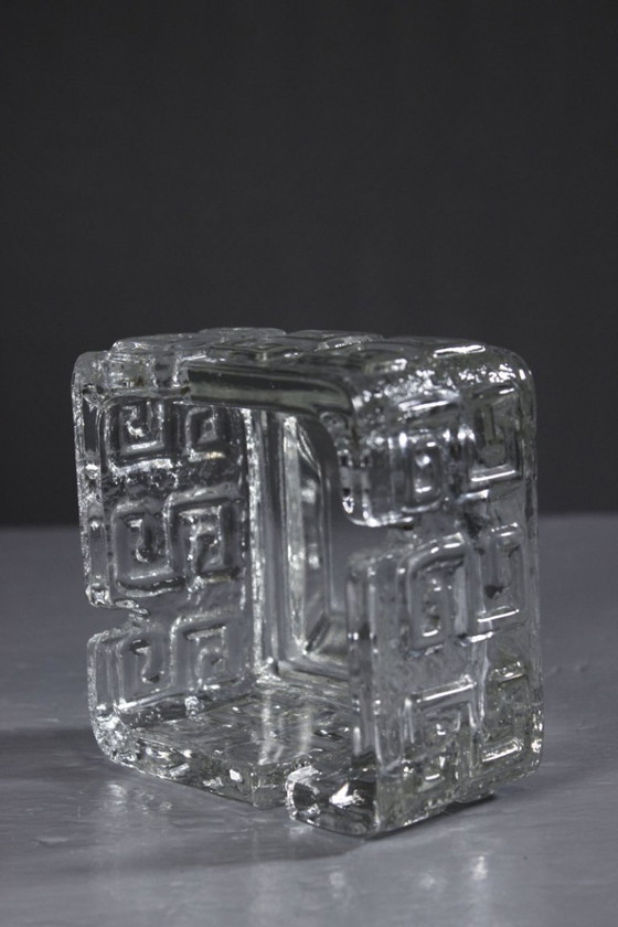 Image 1 of Tamara Aladin & Riihimäki - Vintage "Taalari" molded glass ashtray Finland 1970