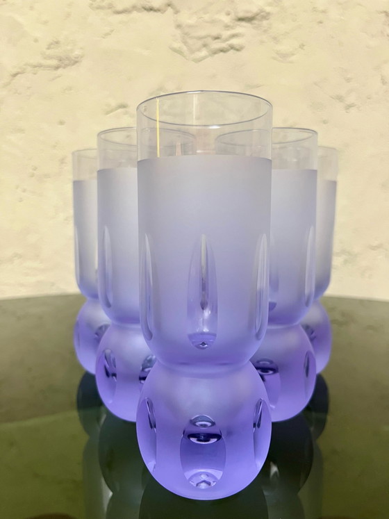 ¡Raro! 6 vasos de tubo Space-Age “Sergio Asti” de los 70 – Loza, Vidrio (photo 12 of 13)