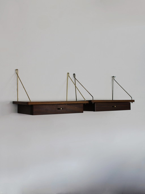Tables de chevet suspendues vintage danoises en teck