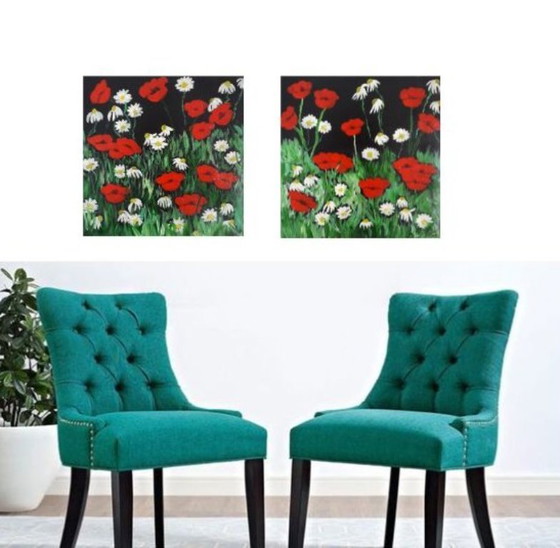 Image 1 of Flores silvestres de 2 paneles