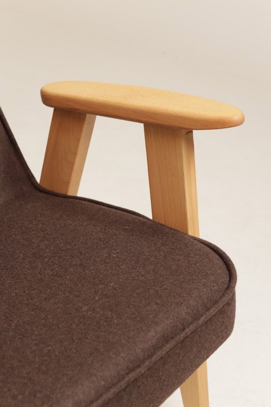 Image 1 of Lounge Chair Retro Style Cacao Wool Upholstery Natural beech wood