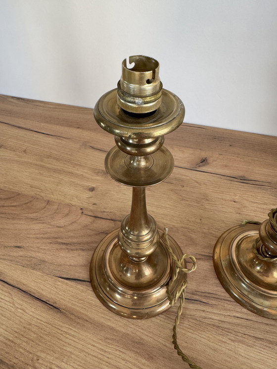 Image 1 of Vintage messing kandelaarlampen