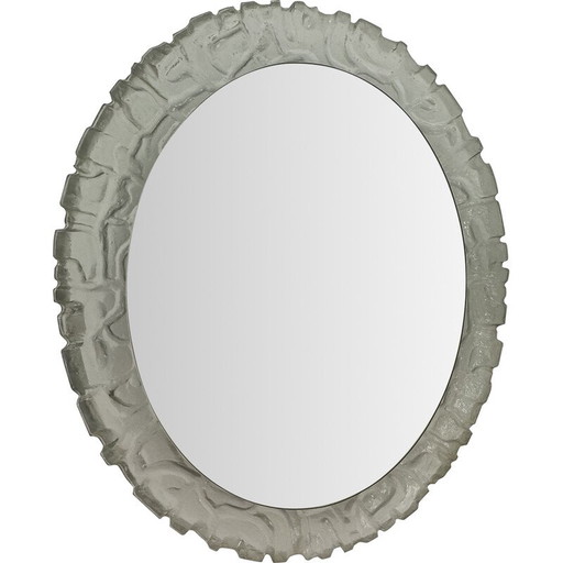 Hillebrand vintage Lucite wall oval mirror with backlight, Germany 1970s