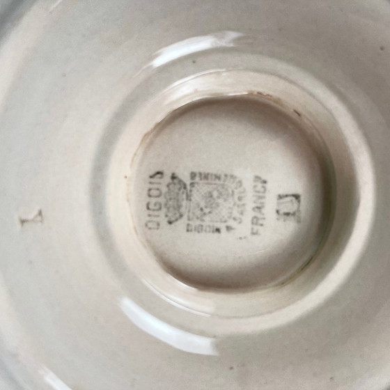 Image 1 of Digoin - Sarreguemines Saucenschüssel, rosa Muster, erste Hälfte des 20. Jahrhunderts.