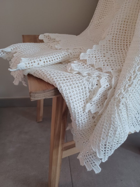 Image 1 of Copriletto vintage. Fatto a mano all&#39;uncinetto. Cotone. 210 cm x 190 cm.