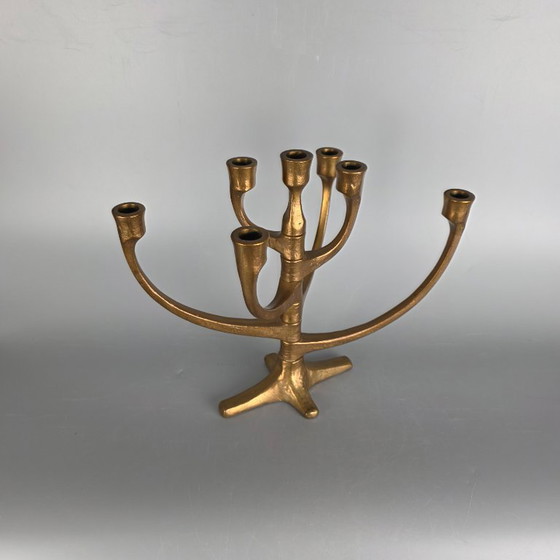 Image 1 of Vintage bronzen design kandelaar – Michael Harjes – verstelbare armen – jaren 60/70 – Mid-Century modern - Menora