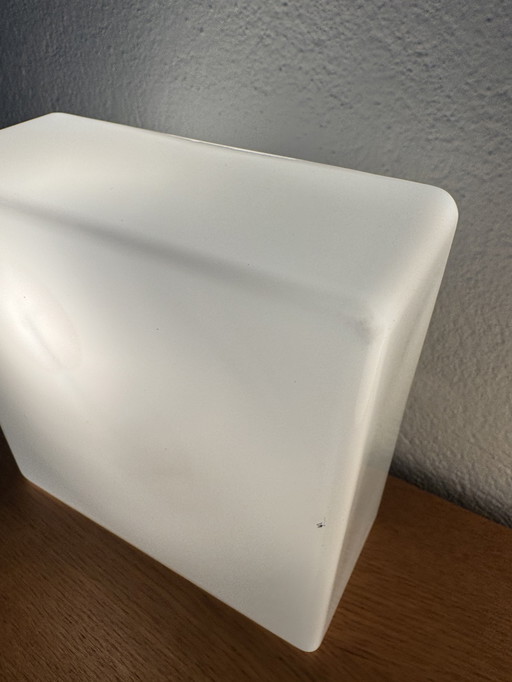 Small square opaline ceiling light from the 50s