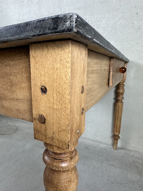 Antique Wooden Work Table – Side tables, Glass (photo 14 of 14)