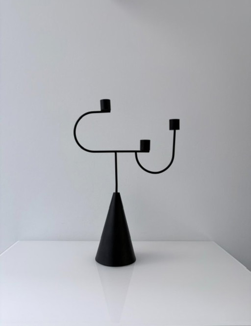 Ferm Living design candle holder black metal 3-armed