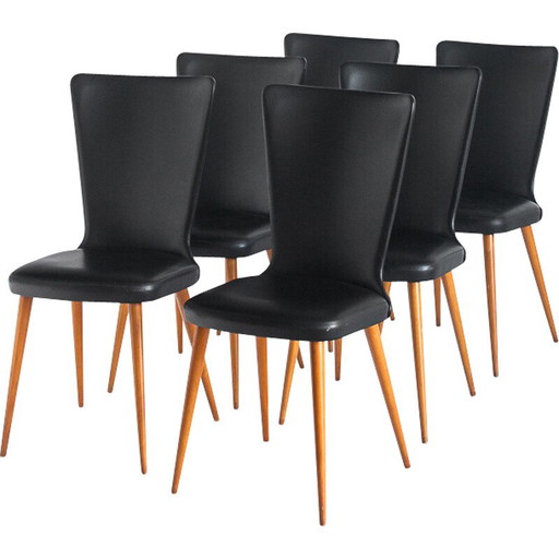 Set van 6 vintage stoelen, Frankrijk 1960