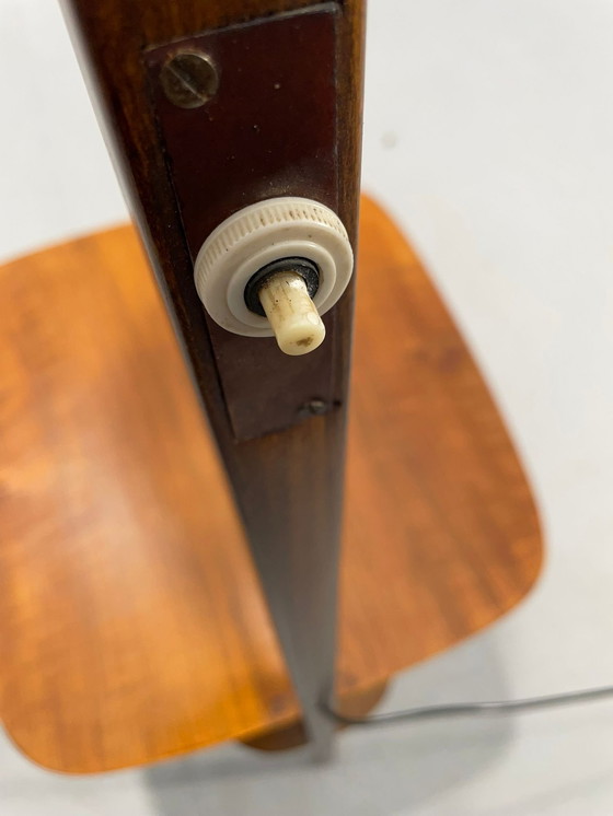 Image 1 of Art Deco Floor Lamp with Milk Glass and Side Table, 1950s – Czechoslovakia
