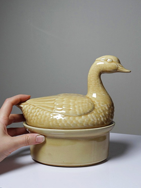 Image 1 of Small vintage GEO terrine from the 1950s-60s, beige earthenware duck