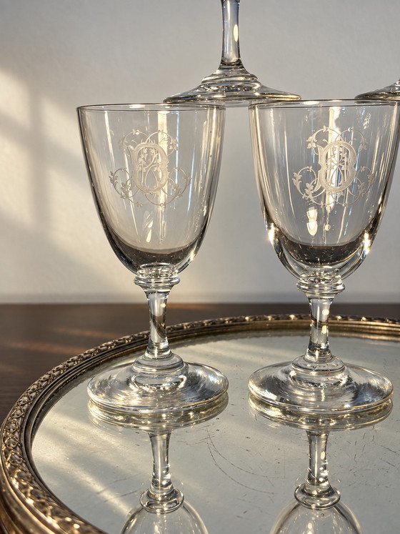 6 Baccarat Glasses Funnel Shaped Late 19th - Early 20th Century – Glass & Decanter, Crystal (photo 6 of 11)