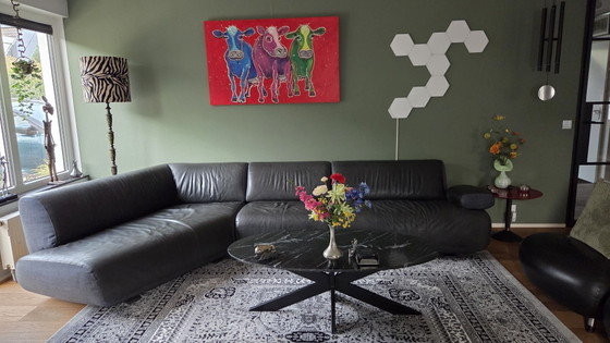 Leolux Guadaloupe in dark grey Danza leather - 3 years old!, Corner sofas (photo 5 of 7)