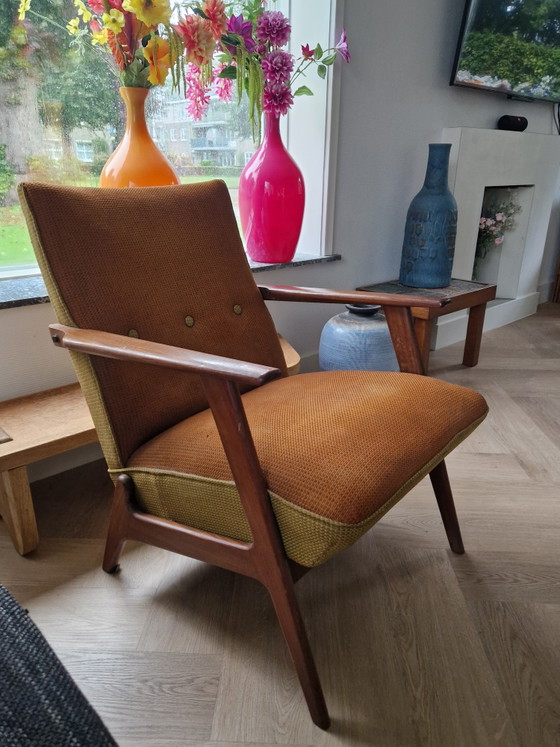 Teak Armchair, 60s-70s – Textile, Wood (photo 8 of 8)