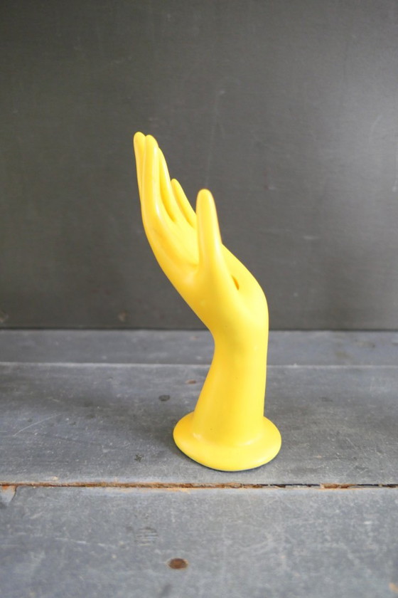 Vintage solifleur vase / ring holder yellow hand – Ceramic (photo 3 of 6)