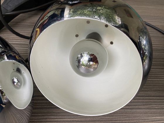 Image 1 of 4 Globe Hanglampen Metaal, Chroom, Jaar 70/80