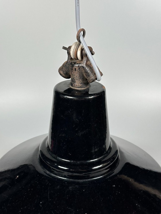 Image 1 of jaren 30 40 plafondlamp industriële lamp emaille loft metaal Bauhaus design