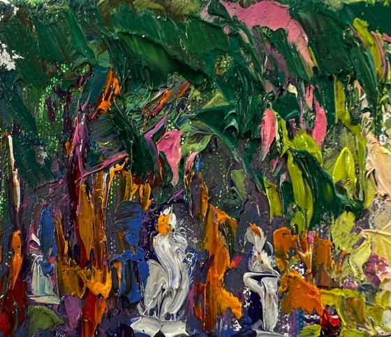 Original-Ölgemälde: Sommerliche Straßenlandschaft, Spaziergang im Park – Gemälde & Zeichnungen, Canvas (photo 7 of 8)