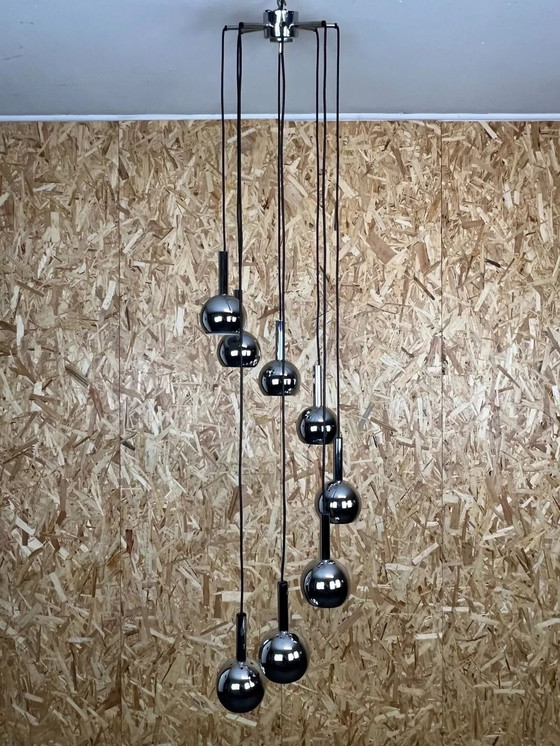 Image 1 of Lampada da soffitto Wortmann &amp; Filz anni '60 e '70 a cascata, cromata, Space Age