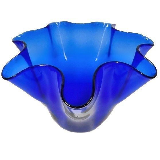 Image 1 of Vaso fazzoletto blu italiano di metà secolo in vetro di Murano Fazzoletto, anni '60