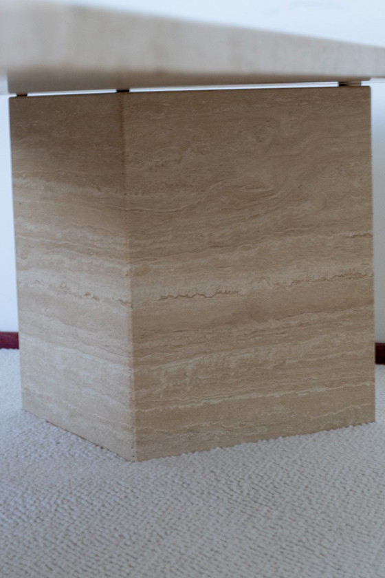 Vintage travertin salontafel, Travertine, Steen, Beige (foto 8 van 10)