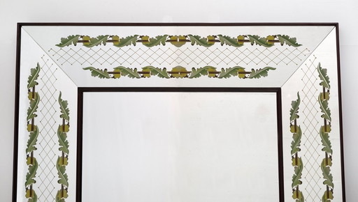 Luigi Brusotti Mid-Century Modern Italian Decorated Mirror, 1940s