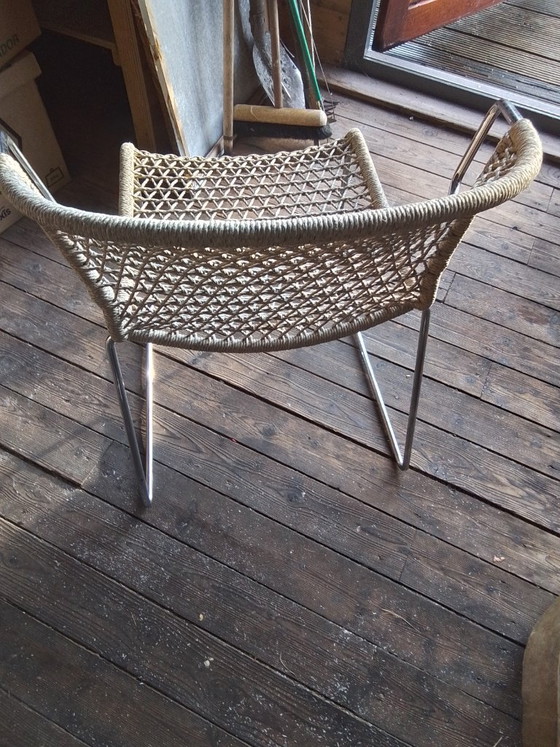 4 design eetkamerstoelen – Textile, Chrome (photo 3 of 5)