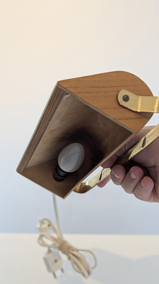 Image 1 of Lampada da parete svedese d'epoca in teak e ottone anni '60