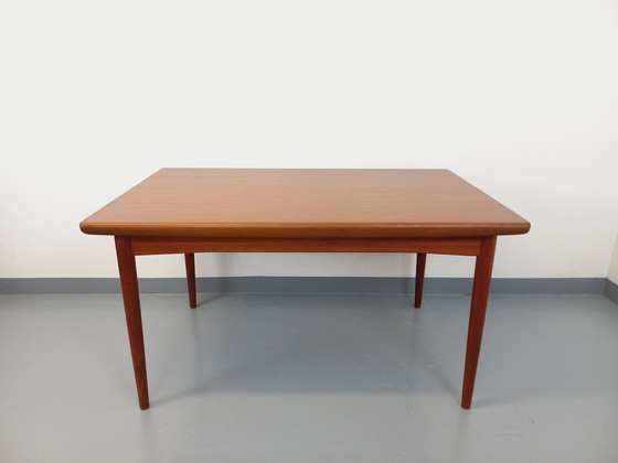 Image 1 of Scandinavian 60's vintage Dyrlund rectangular teak dining table with extensions