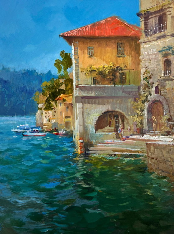 Image 1 of Original Oil Painting Summer City Landscape Coastal comfort